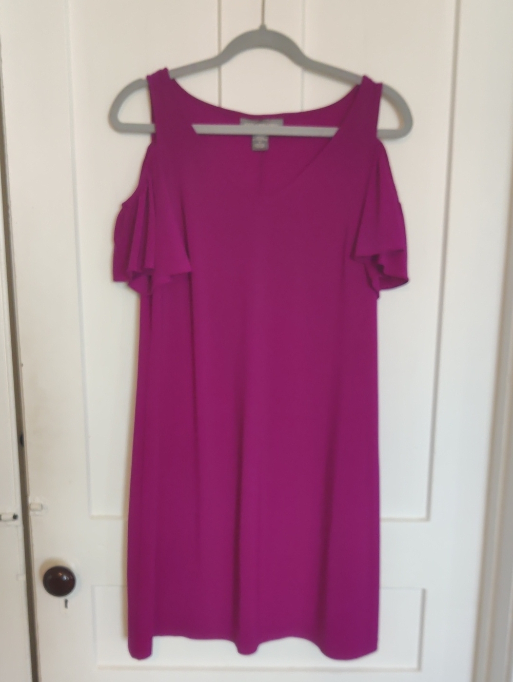 Kate & Mallory Fuchsia Cold-Shoulder Midi Dress